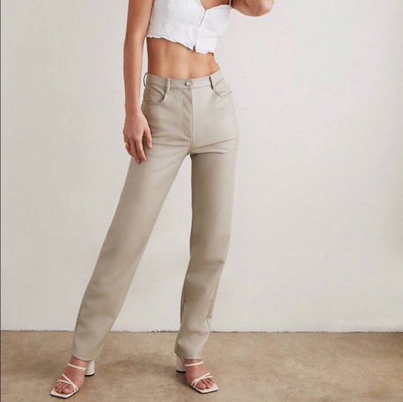 Wilfred The Melina Pant High-waisted Vegan Leather Pants in Light Taupe Size 2 - Picture 1 of 12